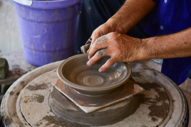 istock Making Sangkhalok Crockery with Clay by Hand Forming at Si Satchanalai 1317115149