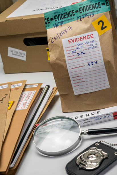 istock Files and evidence bag in a crime lab, conceptual image 1317117811