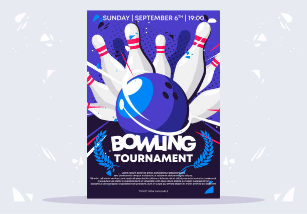 vector illustration of the bowling tournament poster template vector illustration of the bowling tournament poster template bowling strike stock illustrations