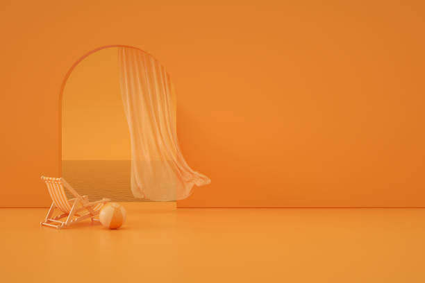istock Minimal Summer Holiday Concept Orange Background 1317119424