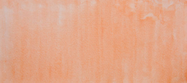 紙の上の抽象的なオレンジ色の水彩画の写真画像、背景のためのオレンジ色の水彩の手のペンキ、紙の上の濡れた技術 - blob watercolor painting spotted ink ストックフォトと画像