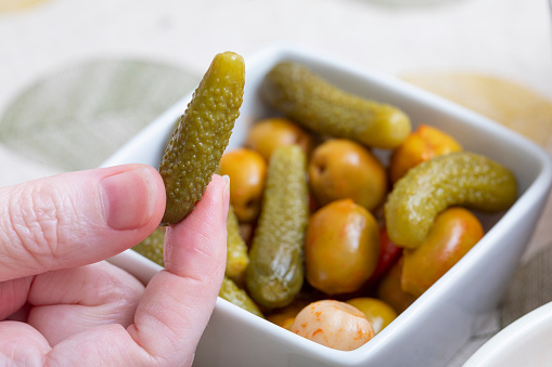 olives and mini pickles