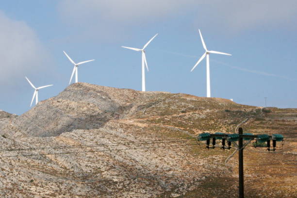 istock Wind power plants on Syros in Greece, Europe 1317121968