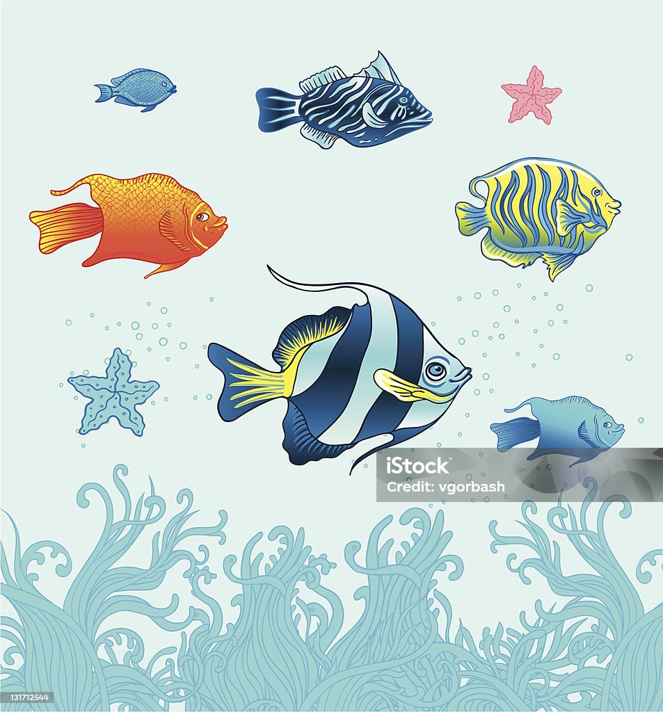 Tropical fishes. Vecror juego. - arte vectorial de Acuario - Recinto para animales en cautiverio libre de derechos