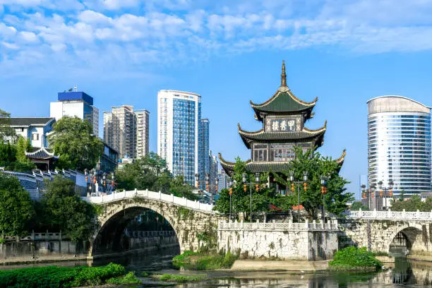 The Jiaxiu tower is one of landmarks in Guiyang city.
