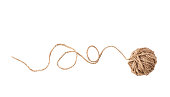 packing rope made of jute with a tied bow, isolate for clipping on a white background