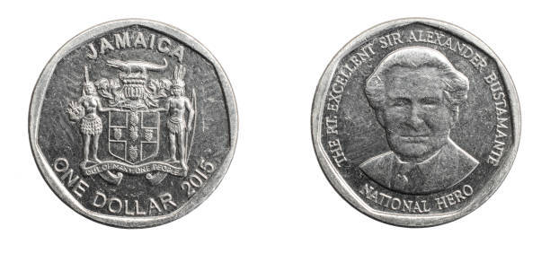 istock Jamaica one dollar coin on a white isolated background 1317126292