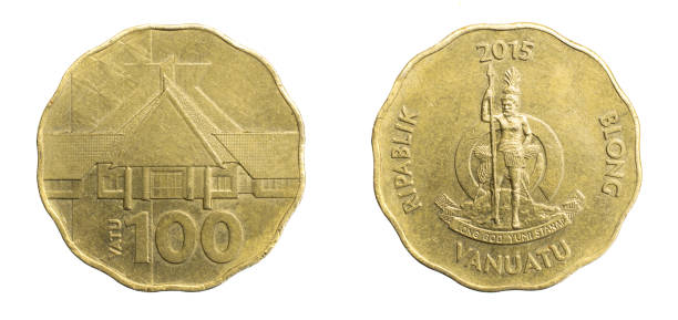 istock Vanuatu hundred vatu coin on a white isolated background 1317126323