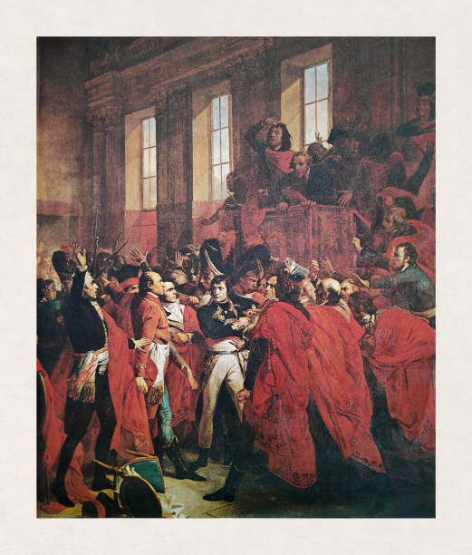 생 클라우드에서 오백 평의회에서 보나파르트 장군 - napoleon bonaparte stock illustrations