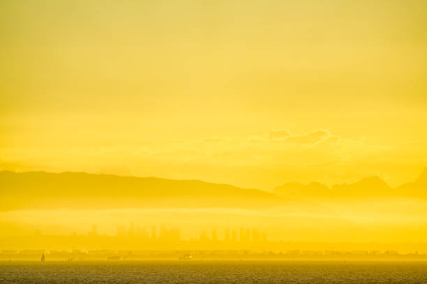 Georgia Strait and the West coast of British Columbia at sunrise
