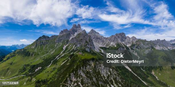 Aerial View In The Dachstein Mountains With A View Of The Large Bischofsmütze Stock Photo - Download Image Now