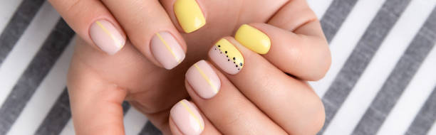 istock Womans hands with spring summer nail design 1317133666