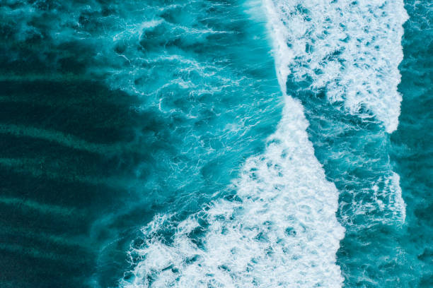 istock Big ocean waves hitting a coral reef. View from above. 1317134883