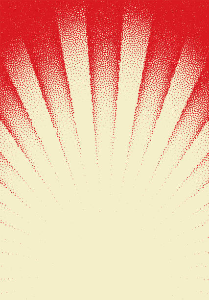 ilustrações, clipart, desenhos animados e ícones de dotwork sun rays card com pontos pontilhados no estilo vintage ou grungy tattoo retro - poster backgrounds sunbeam textured