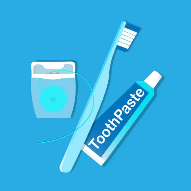 Vector illustration of Tools to clean teeth