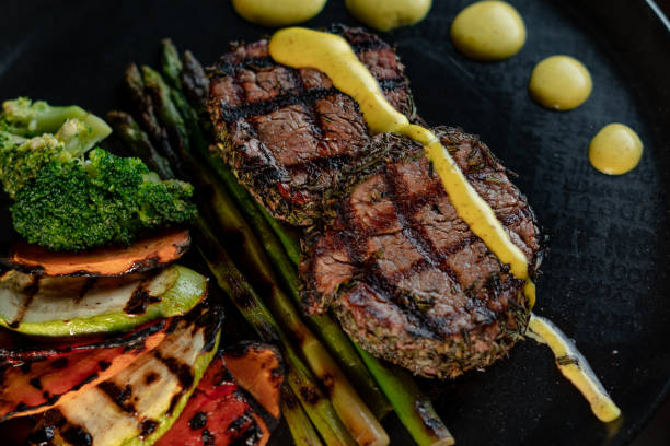 istock Grilled beef steak with asparagus and vegetables 1317137949