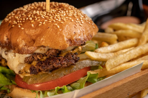 istock Hamburger with french fries 1317138063
