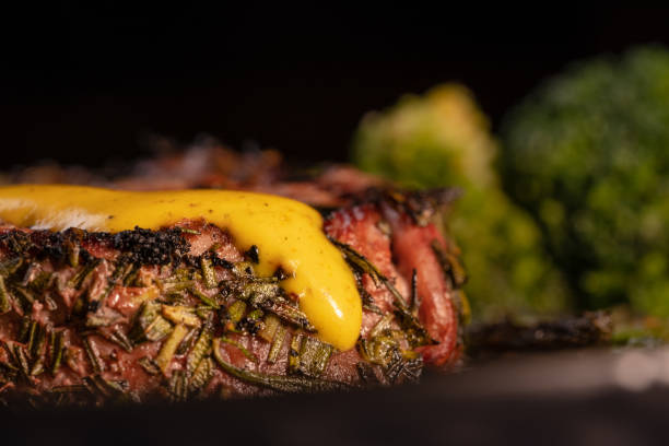 Grilled beef steak with asparagus and vegetables