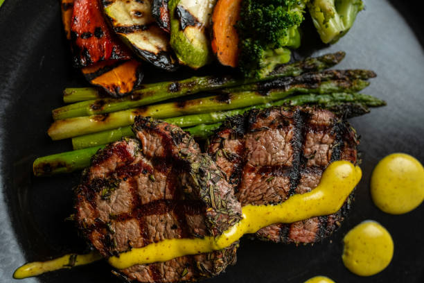 istock Grilled beef steak with asparagus and vegetables 1317139187