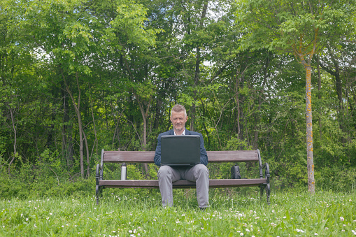 Working outdoors in pleasant sustainable natural environment