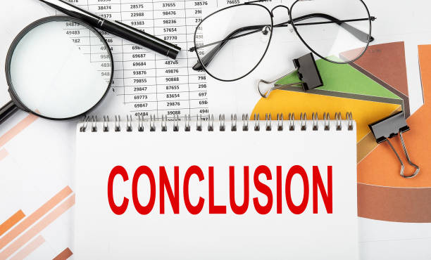 istock Text Conclusion on white paper notebook on the diagram. Business concept 1317141337