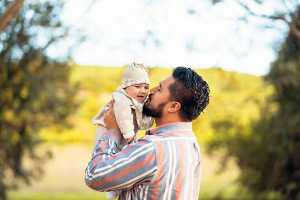 Father loving his kid. stock photo