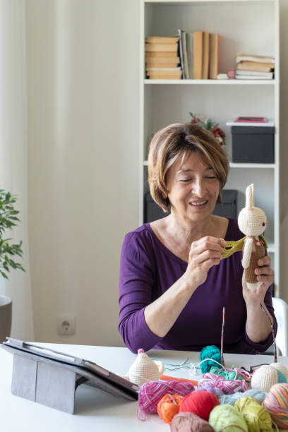 Senior woman working from home