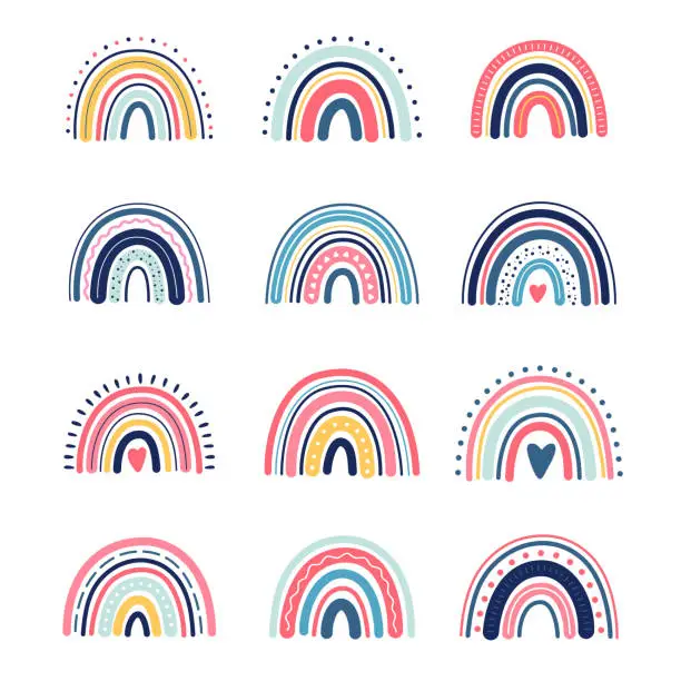 Vector illustration of Boho rainbows