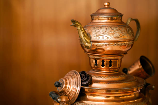 Traditional Turkish Old Style Copper Tea Kettle Photo