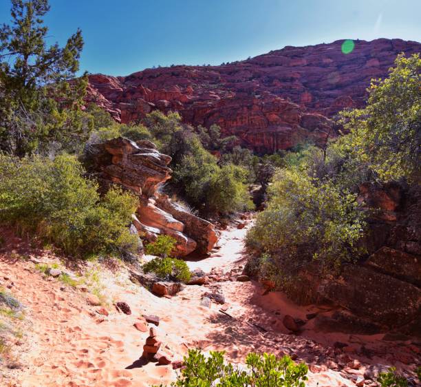 Saddleback Tuacahn desert hiking trail views, Padre Canyon,  Cliffs National Conservation Area Wilderness, Snow Canyon State Park St George, Utah, United States. USA.