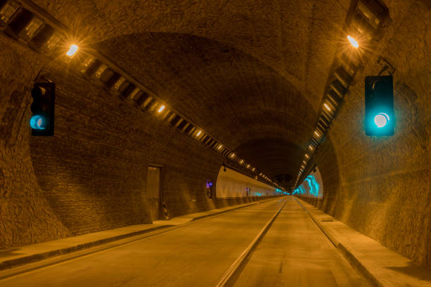 Inside the Devil's Slide tunnel. California State Route 1, Pacifica and Montara, California, USA.