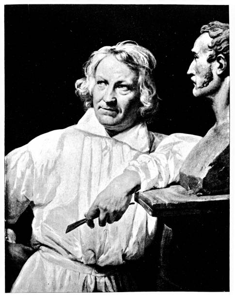 illustrations, cliparts, dessins animés et icônes de bertel thorvaldsen (1770-1844), sculpteur danois - sculpture men white sculptor