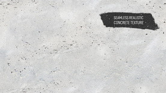 Seamless light gray concrete texture. Stone wall background. Horizontal grunge texture background with space for text or image. Realistic vector illustration. Isolated on white background.