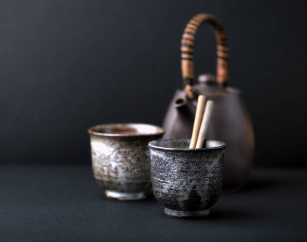 istock Traditional, handcrafted ceramic on dark background. Soft focus. Close up. Copy space. 1317160594