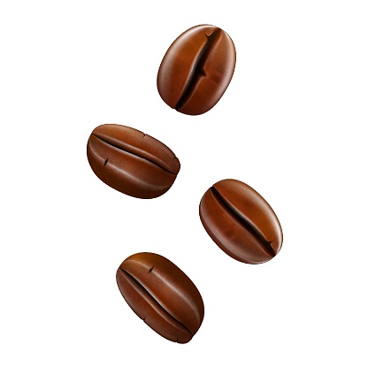 Coffee beans isolated on white background . Realistic vector 3d illustration