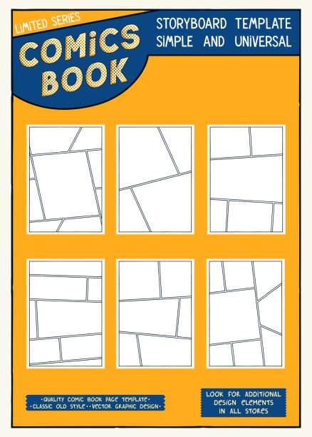 Set of comics storyboard templates. Blank A4 pages for design. Vector graphics Set of comics storyboard templates. Blank A4 pages for design. Vector illustration comic book page layout stock illustrations