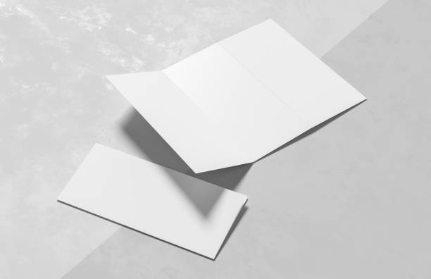 istock Three fold - trifold brochure mock up isolated on modern white background. 3D illustration 1317164763