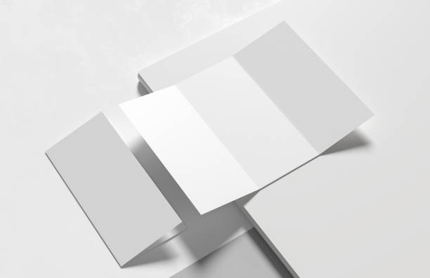istock Three fold - trifold brochure mock up isolated on modern white background. 3D illustration 1317164786
