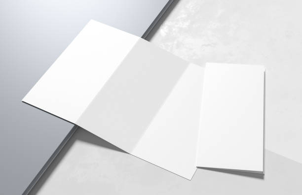 istock Three fold - trifold brochure mock up isolated on modern white background. 3D illustration 1317164803