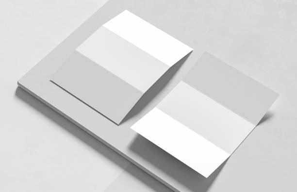 istock Three fold - trifold brochure mock up isolated on modern white background. 3D illustration 1317165442