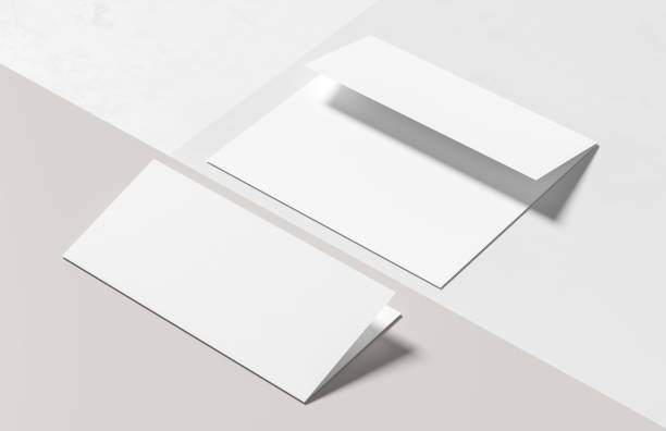 istock Three fold - trifold brochure mock up isolated on modern white background. 3D illustration 1317165461