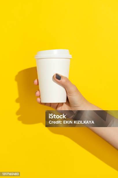 Hand Holding White Disposable Paper Cup Stock Photo - Download Image Now - Coffee - Drink, Coffee Cup, Hand