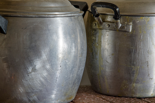 Old aluminum pots