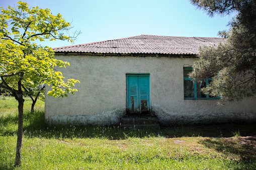 Picture of beautiful village house with garden. Azerbaijan village in summer time. Zaqatala district