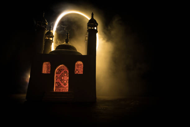 istock A realistic Mosque miniature with windows at night. Festive greeting card, invitation for Muslim holy month Ramadan Kareem. 1317167931
