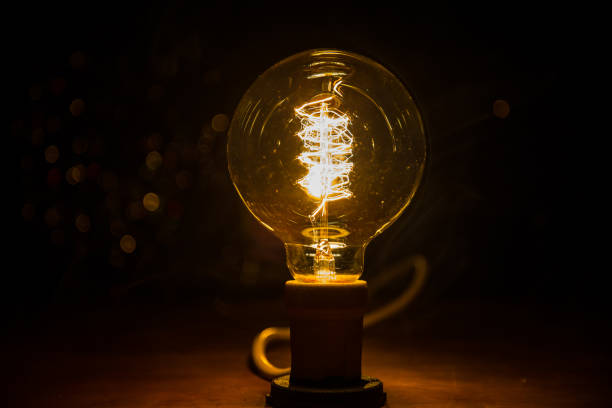 istock Beautiful retro luxury interior bulb lighting lamp decor glowing in dark. 1317169732