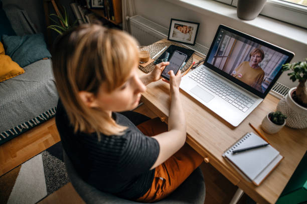 istock Video call with grandmother at home 1317170438