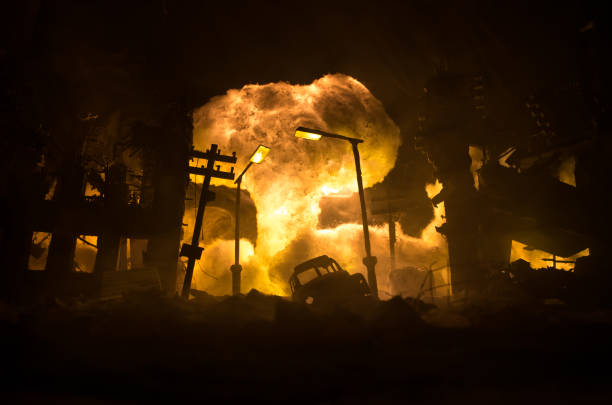 istock Nuclear war concept. Explosion of nuclear bomb. Creative artwork decoration in dark. 1317174213