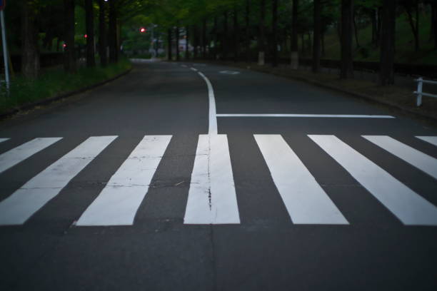 日本の夜明けの横断歩道 - 横断歩道 ストックフォトと画像