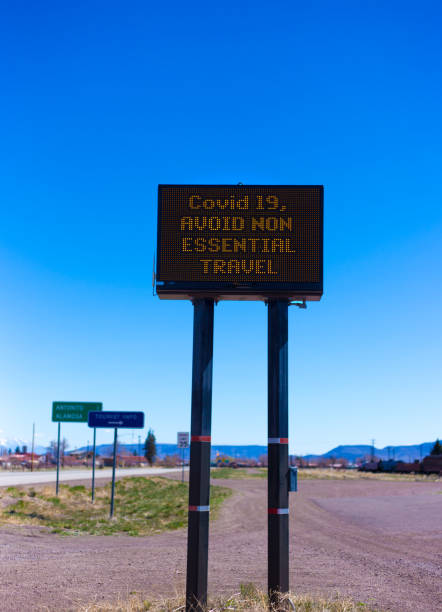 istock Pandemic Roadside Sign: AVOID NON-ESSENTIAL TRAVEL 1317183032